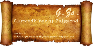 Gyurcsánszky Zsigmond névjegykártya